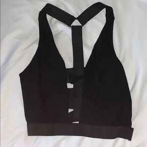 Black Charlotte Russe strapping crop top